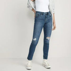 NWT Old Navy High-Waisted Distressed Power Slim Straight Jeans (Size 26)